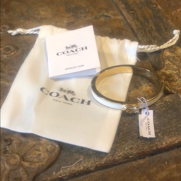 Coach White and gold hinged bangle - Picture 1 of 3